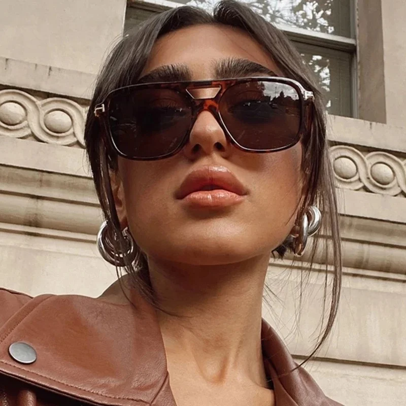 3885 Wholesale Cheap Unisex Ocean Lens Double Beam Plastic Frame Fine Square Sunglasses