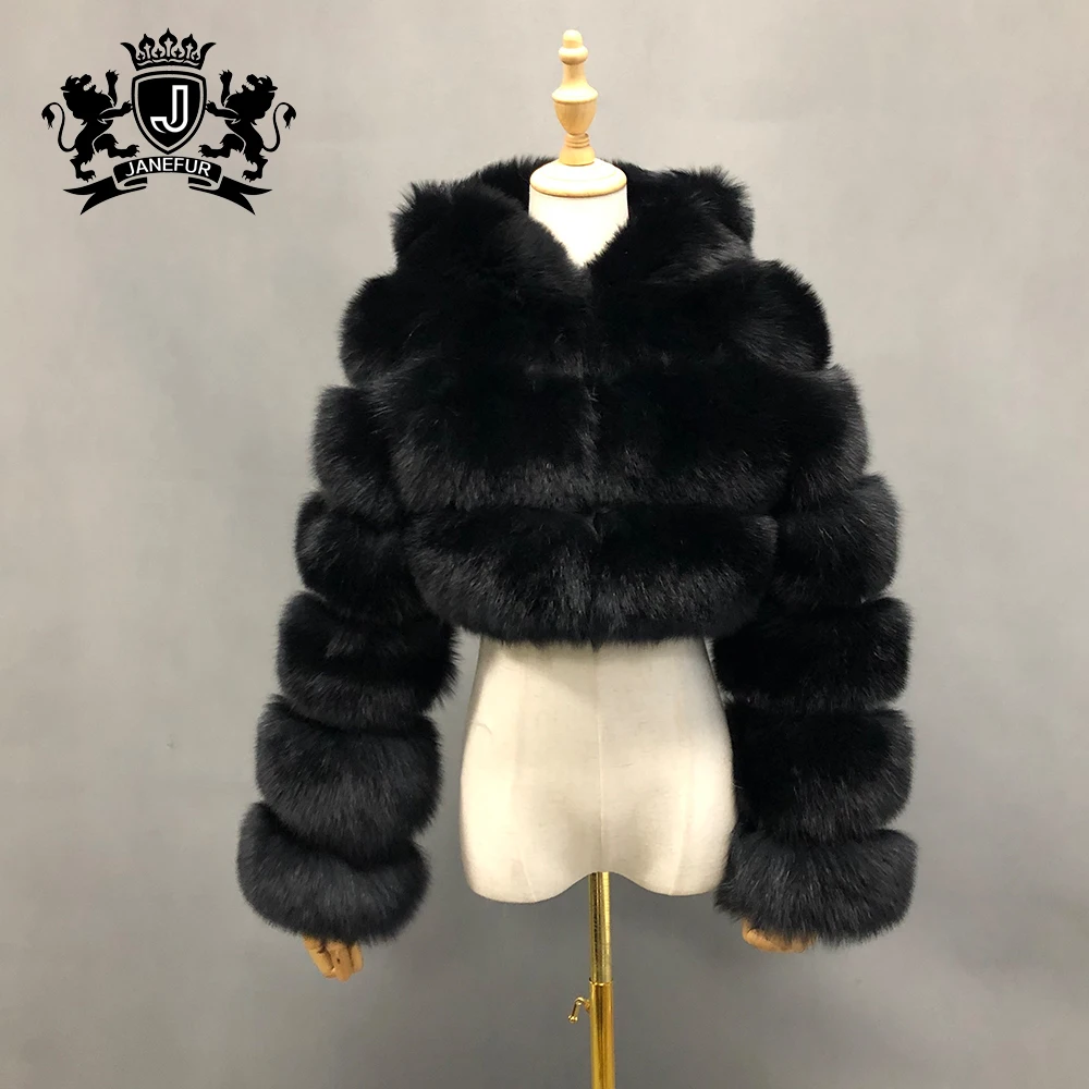 New Design Long Sleeve Fur Coat Ladies Midriff Short Real Fox Fur Coat Fancy Short Coat