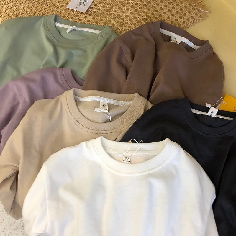 Bottom shirt cotton long sleeve T knitted underwear boys and girls four seasons