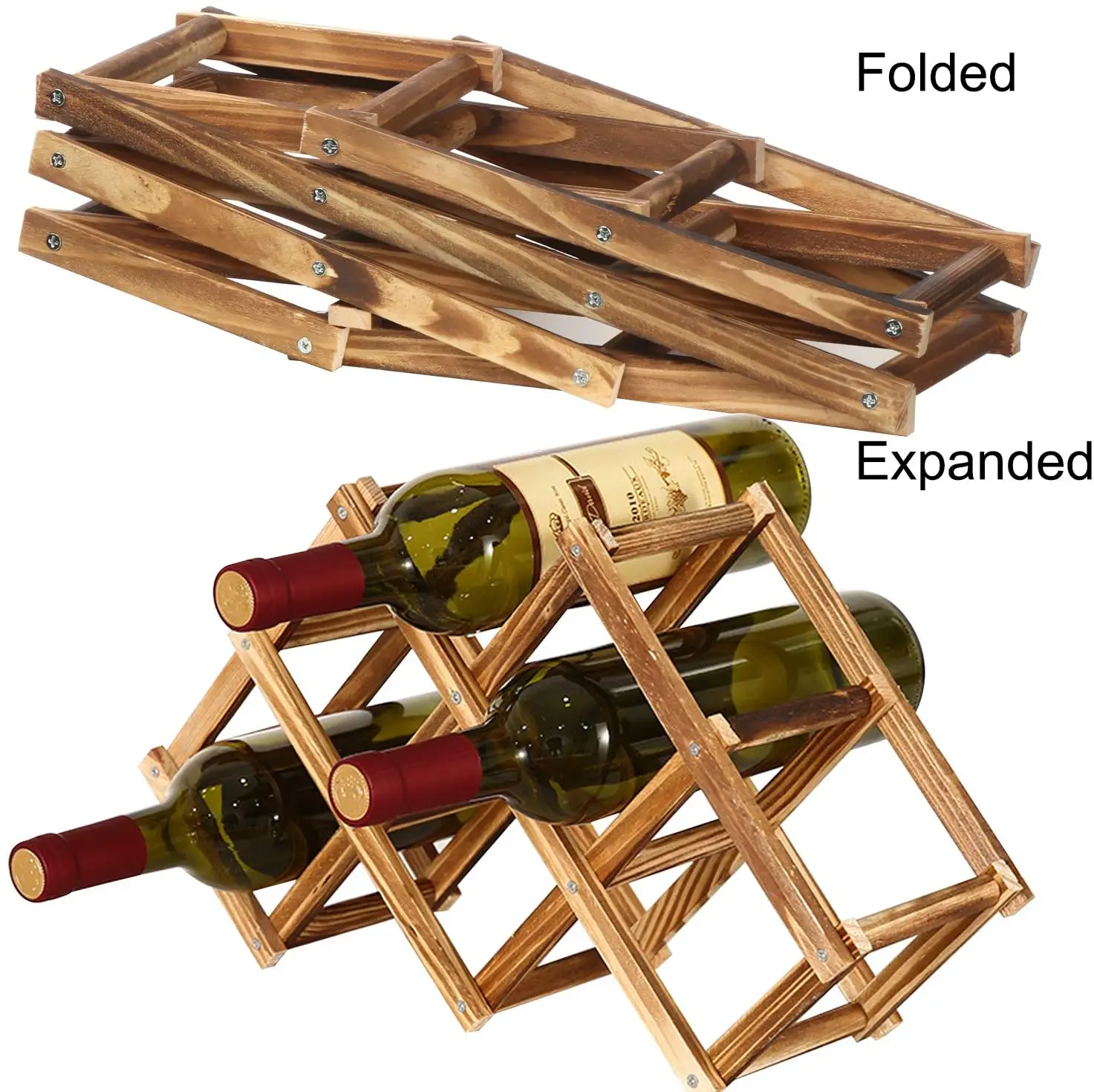 Foldable Wine Rack Countertop Wooden Bottle Holders Stands Counter Display Shelf 6 Bottles