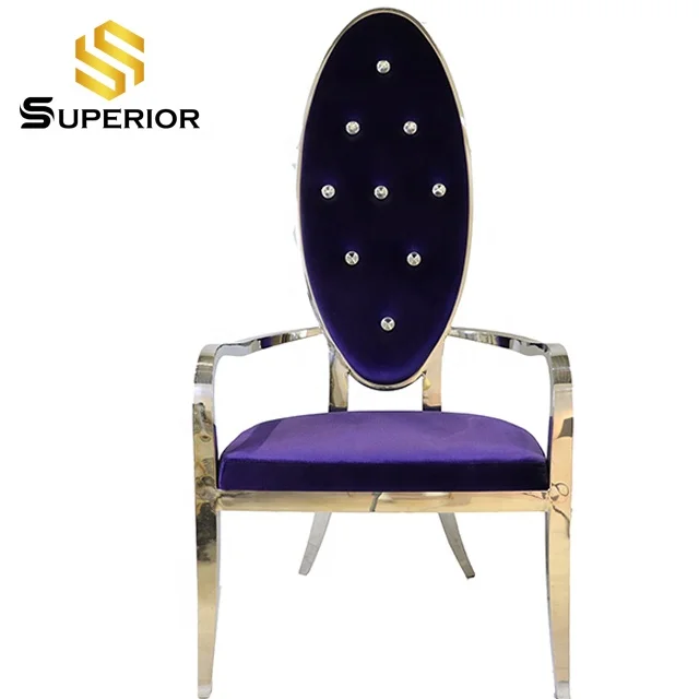 Royal design silver high back purple dining chairs velvet chair modern
