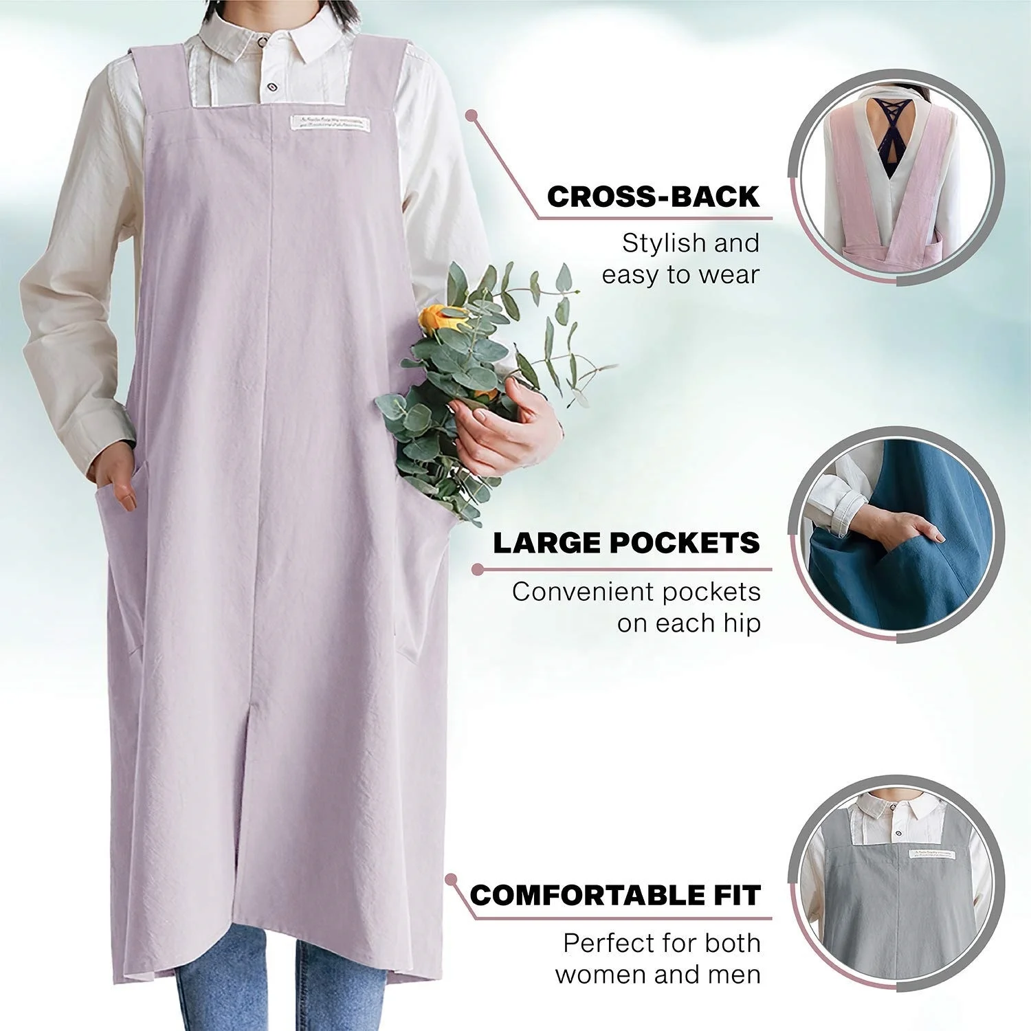 YA SHINE Cotton Japanese apron custom logo Work Gardening Cooking Painting Baking plain color Aprons for Women and Men