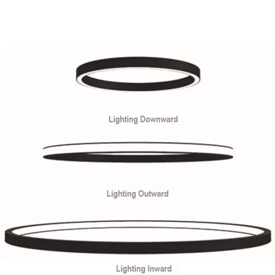 Downward outward Inward lighting curved aluminium led profile interconnected straight led profile