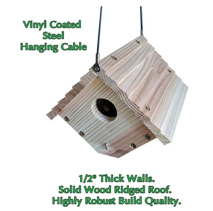
Factory Directly Wholesale Natural Ventilation Wooden Outdoor Hanging Wood Bird Houses 