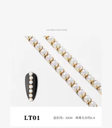 Hot Sell 8 Design Nail Gold Silver Chain Jewelry Japanese Pearl Alloy Nail Diamond Decoration