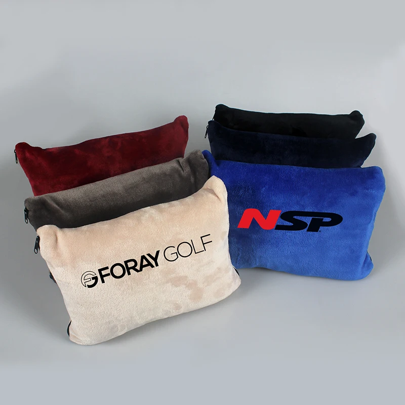 ECO-Friendly Travel Blanket and Pillow 2 in 1 Airplane Blanket with Soft Bag Pillowcase Hand Luggage Sleeve and Backpack Clip