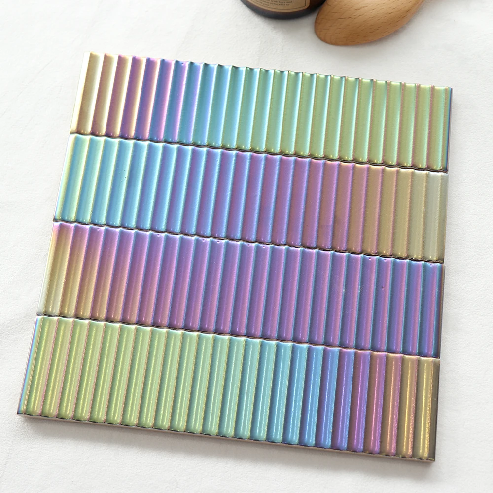 Chinese foshan cheap price colored electroplate glazed ceramic subway wall mosaic tile for wall decoration