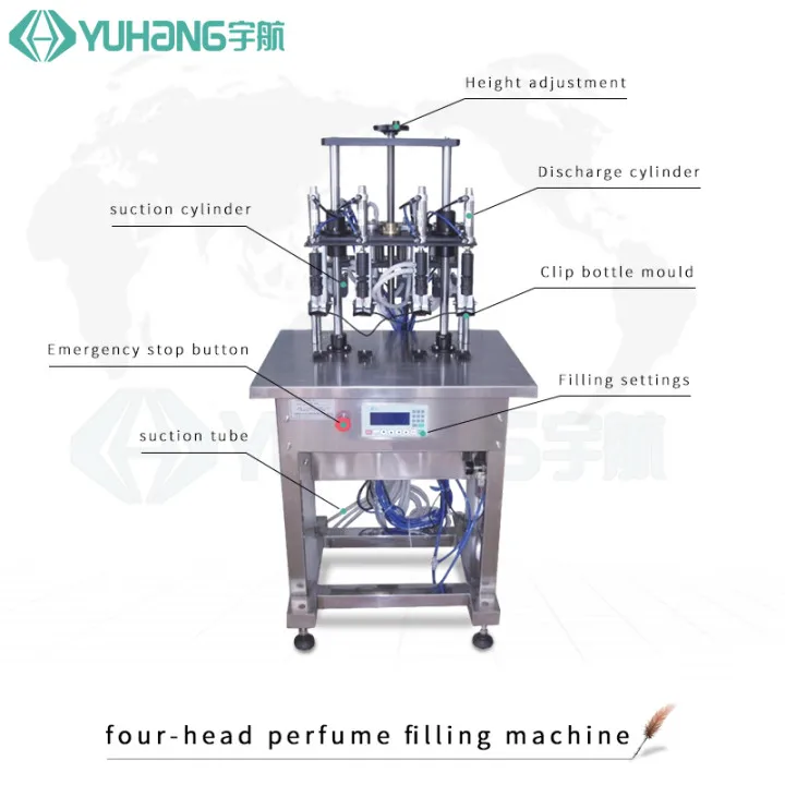 Semi auto 4 Heads Essential Oil Water Perfume Filling Machine Bottle Vacuum Perfume Filler Manual Filling Machine