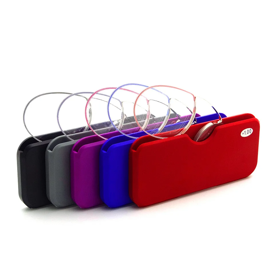 Wholesale high quality rimless ultra light portable mini pocket men women magnifying presbyopia nose clip reading glasses