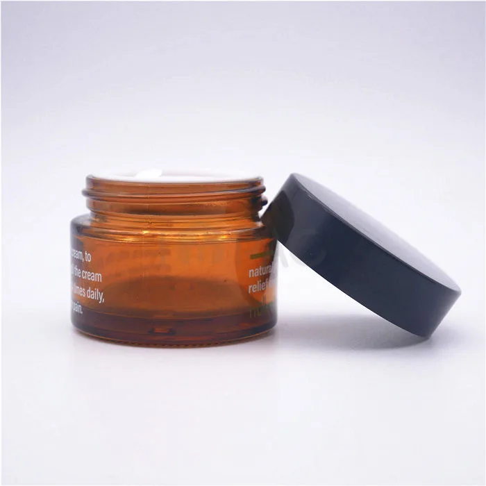 Cosmetic transparent  brown glass jar with lid 30g for holiday candle