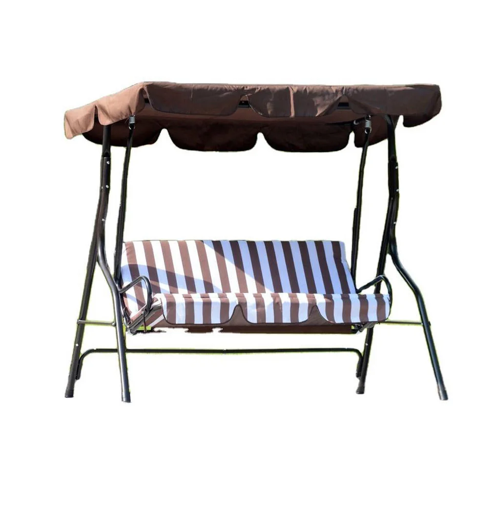 Customized 3 Seat Outdoor Patio Leisure Hanging Swinging Garden Chairs With Awning And Cushion