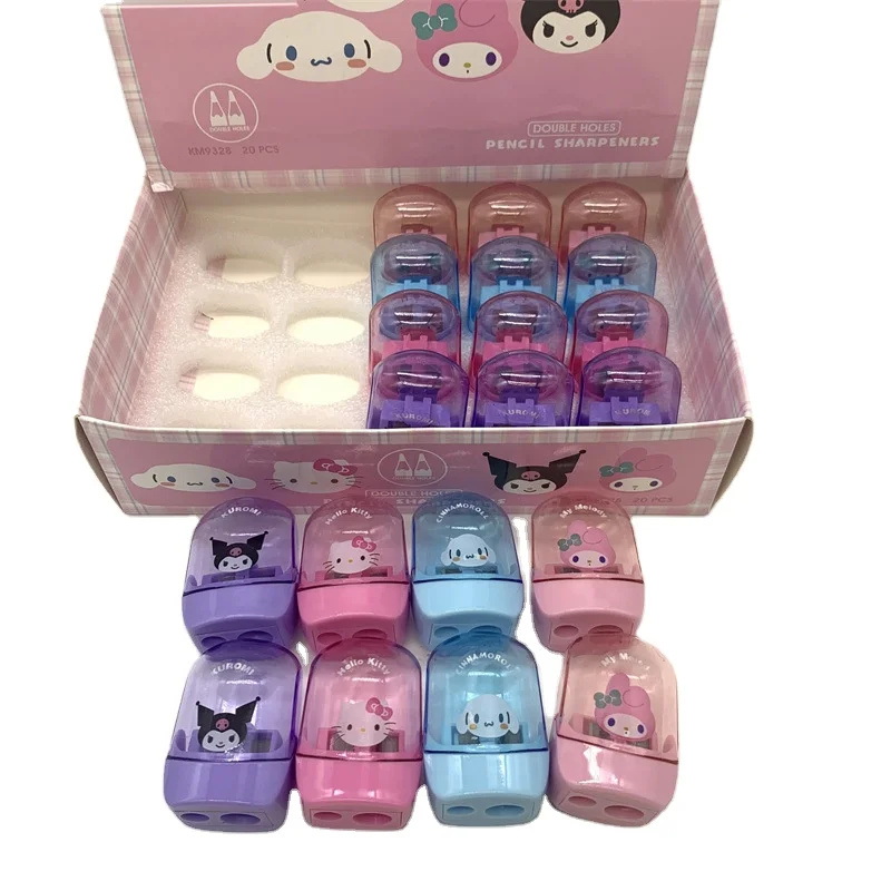 School Stationery Pencil Sharpener, Double Holes Kuromi Pencil Sharpener, Cartoon KT Sharpener for Girls