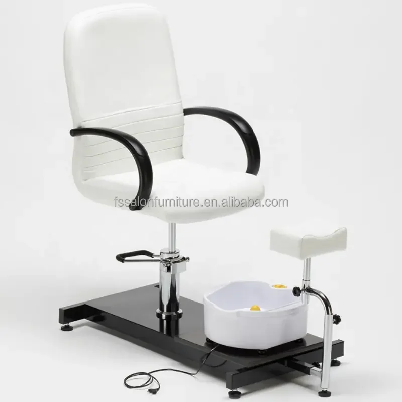 Adjustable Spa pedicure chairs Hydraulic Lift Pedicure Set beauty salon chair with Easy-Clean Bubble Massage Foot bath White