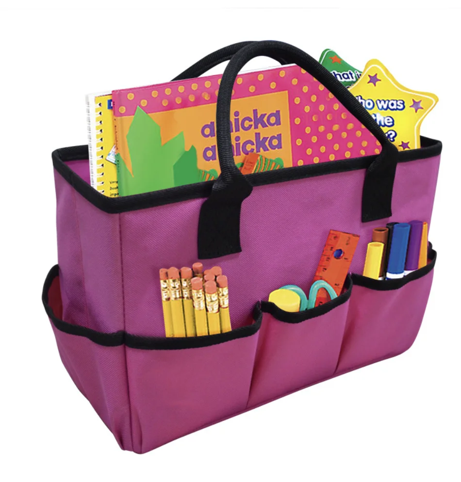 Kindergarten School Canvas Custom Tote Bag For Teacher Carrying Bag Tool Baby Nursery Diaper Caddy Toy Mother Storage Bag Basket