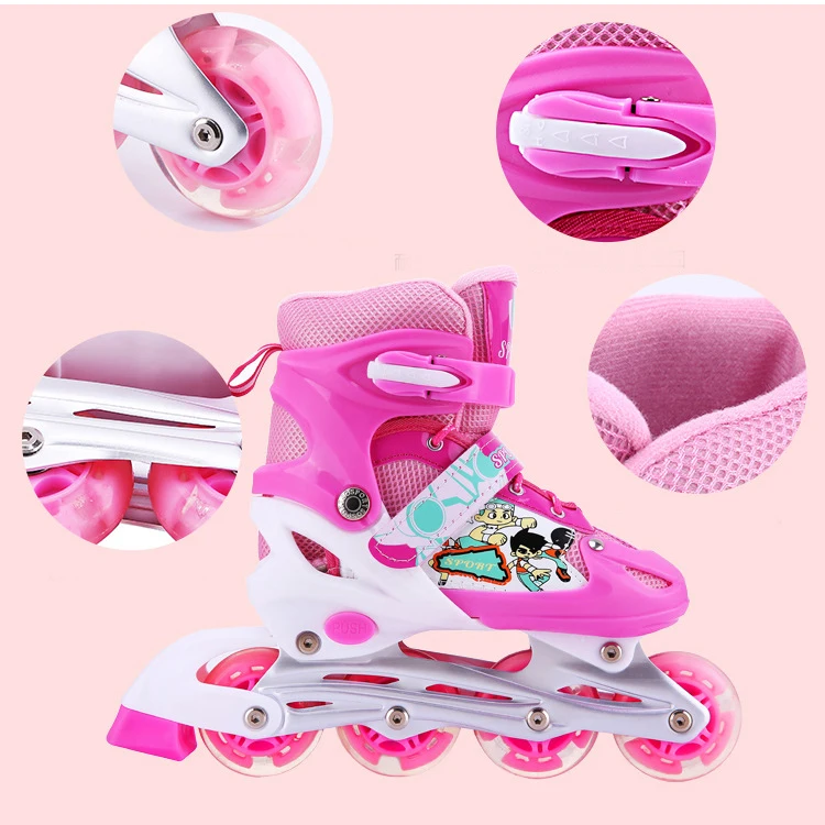Оптовая продажа детская Регулируемая специальная Встроенная обувь со светодиодной вспышкой роликовые коньки ПВХ защитный шлем наборы для детей