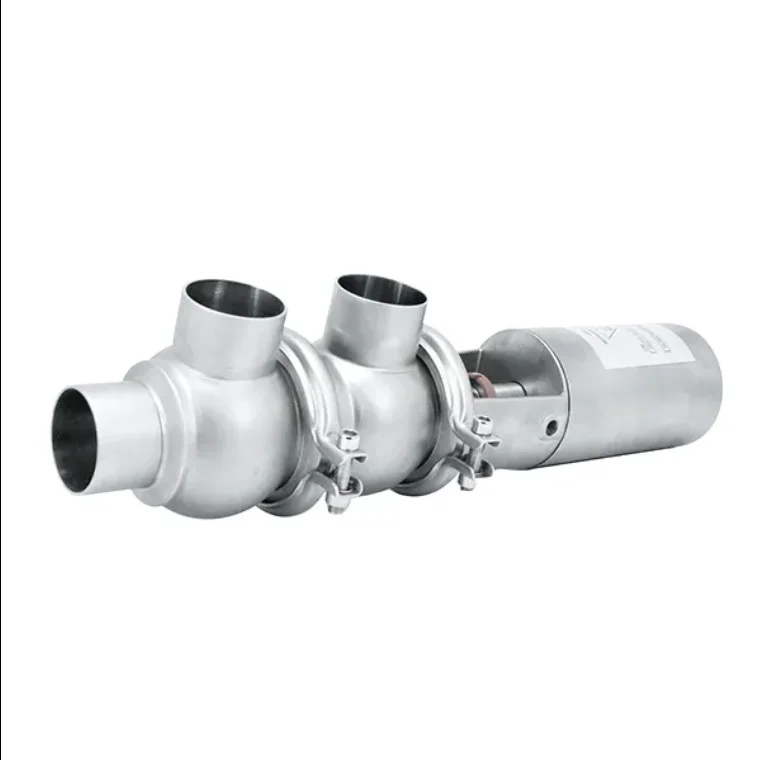 Sanitary Stainless Steel Pneumatic SIngles or Double Seat Flow Diversion Valve Cut-off/Reversing Stop Valve