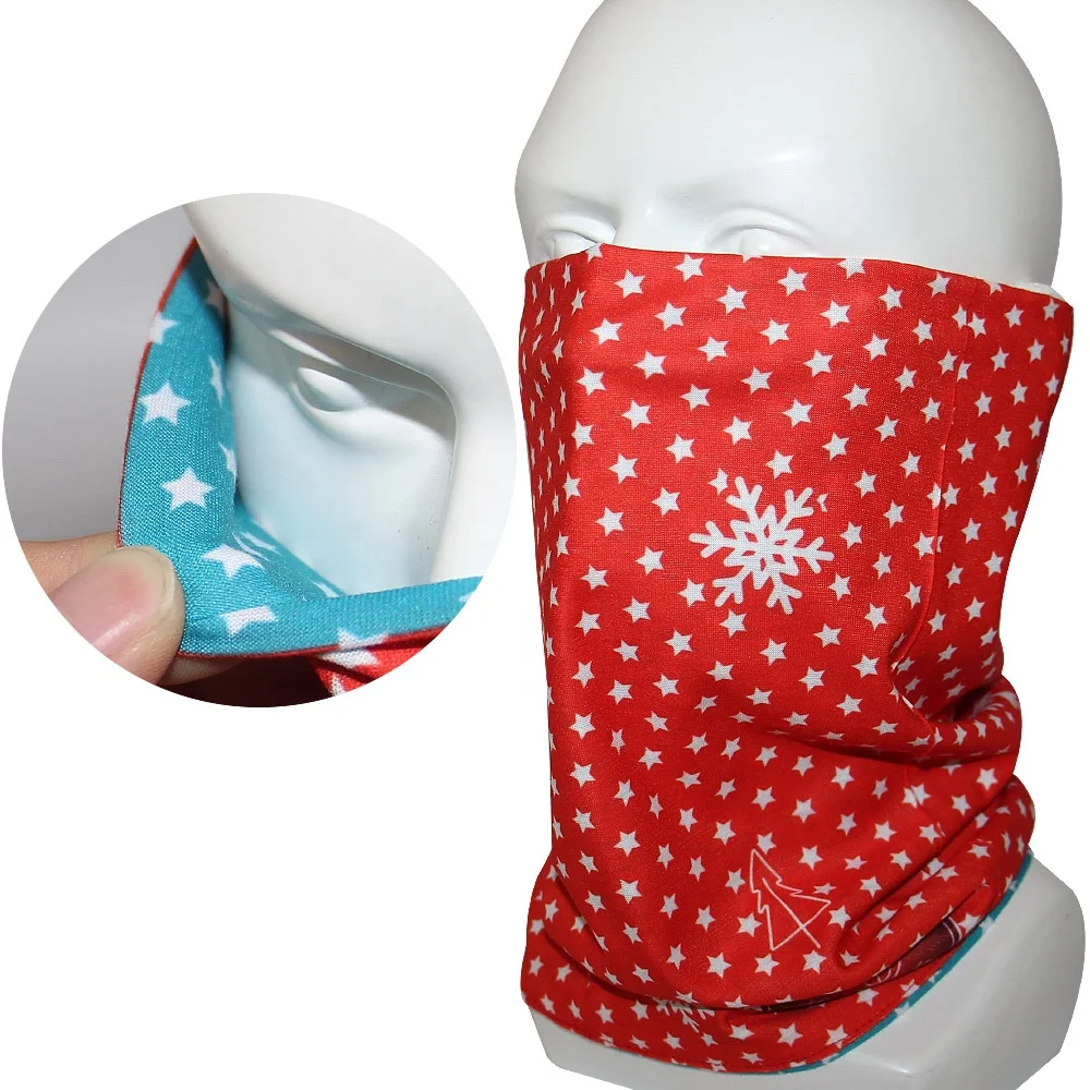 
Doudble Layers fabric Tube Bandana head wraps headscarf Neck Gaiter with custom logo printing 