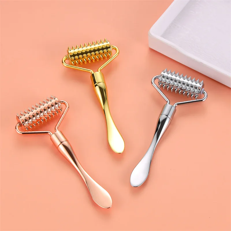 Massage Instrument Scraping Plate Metal Roller Massage Facial Scraping Tool Micro Needle Roller Facial Massager