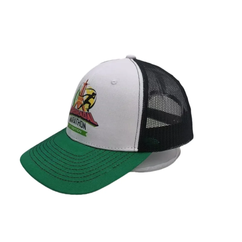 6-Panel Men Dobby Checked Dot Overdyed Sports Cap Vintage Washed Comfortable Cotton Embroidery Logo Trucker cap