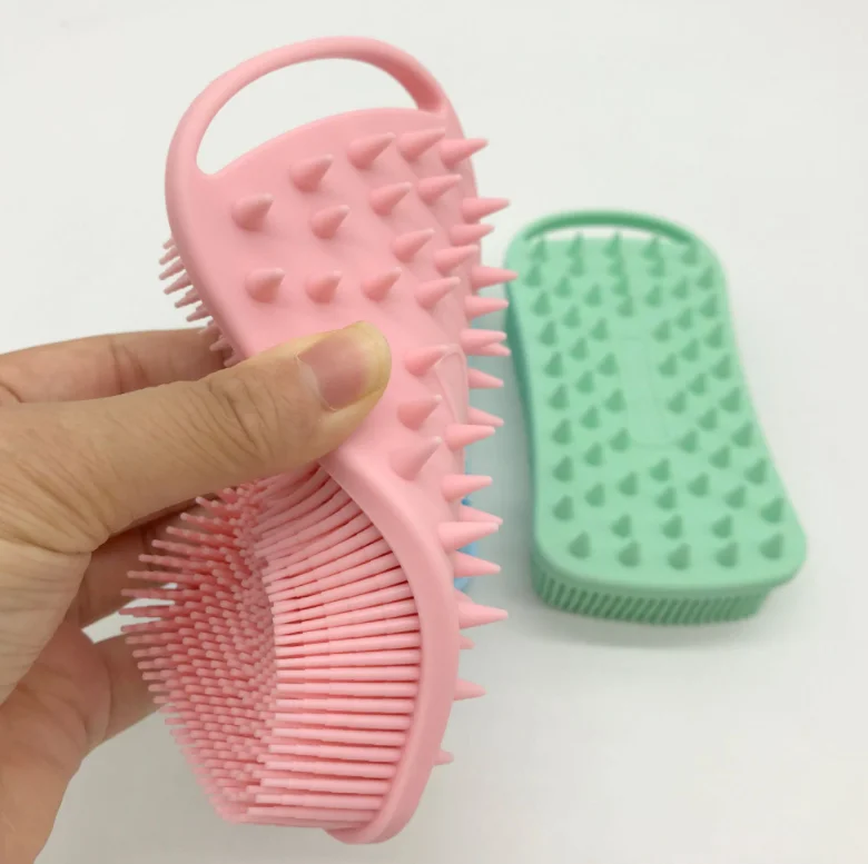 Soft Silicone Bath Body Brush Double Cleansing Hair Head Washing Comb Silicone Brush