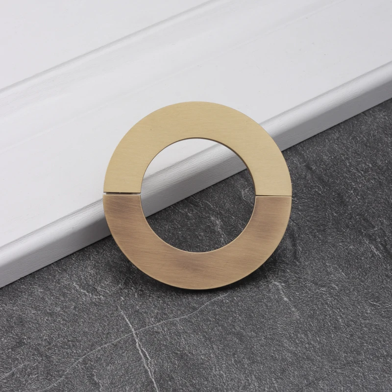 Qiansi HK0166 Half Moon Solid Brass Furniture Handle Modern Cabinet Kitchen Cupboard Drawer Door Handles Pull