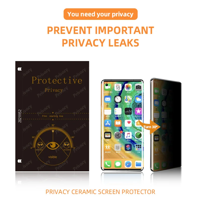 Premium Flexible Anti Spy Privacy Hydrogel Film Sheets Screen Protector for Samsung IPhone Huawei Xiaomi