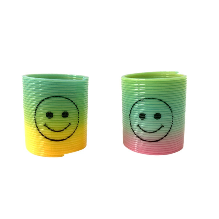 Educational Toy For Kids Plastic Elastic Ring Spring Rainbow Circle with smiling face