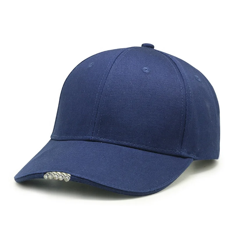Wholesale custom cotton plain blank baseball hat cap with led light