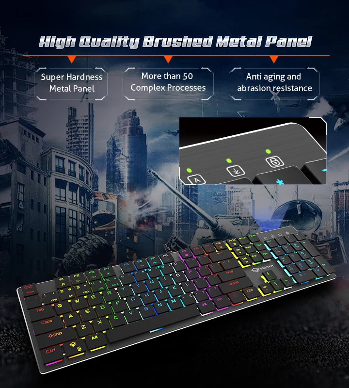 MEETION MT-MK80 Multi-language Optional Game Office Green Axis Mechanical RGB Lighting Programmable Game Keyboard