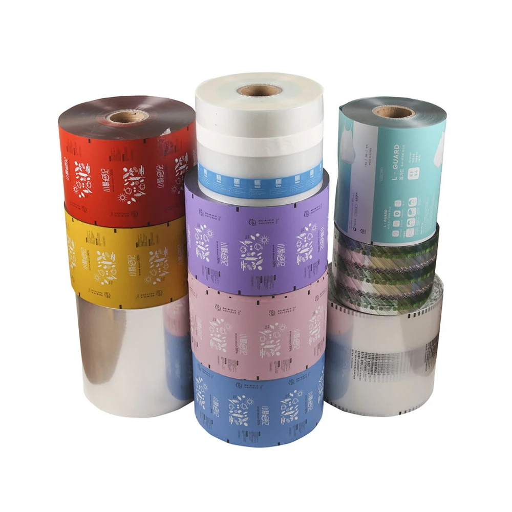 Laminated Plastic Roll Film, PE Packaging Mylar Roll Film Color Printed Sachet Film Roll Plastic Rollstock, Printed Roll Stock