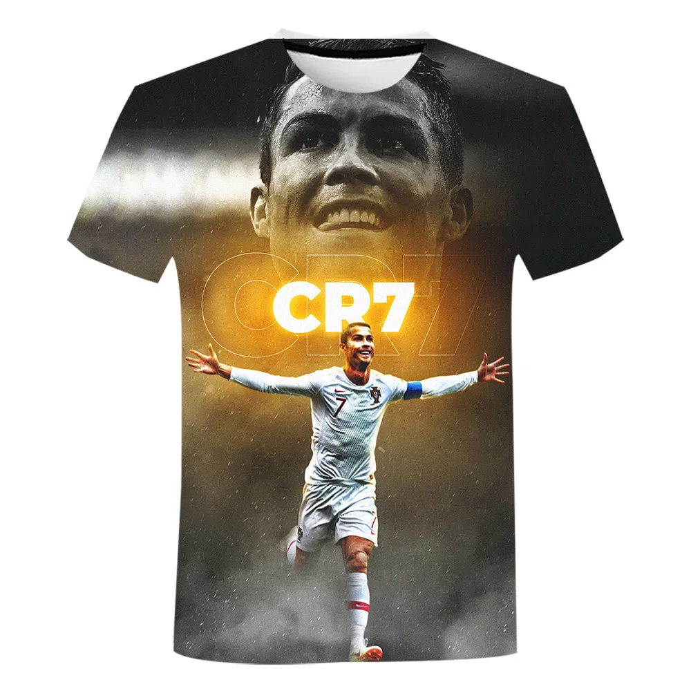 Cristiano Ronaldo-Camiseta No.7 3D Printed Shirt for Men Football Casual Round Neck Shirt Tops Star 3D Printing Shirt From Men