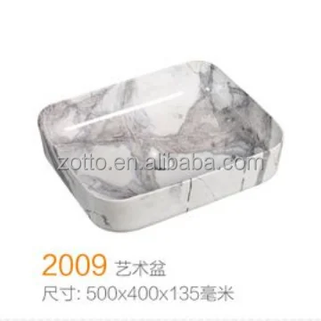 2022 Ceramic Marble Water Transfer Printing Bathroom Above Counter Face Washing Basin Sink