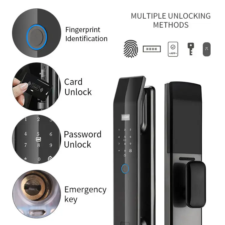 Factory Price Fingerprint Smart Door Lock RFID WIFI Password Keyless Apartment Room Lock Tuya APP Digital Door Lock