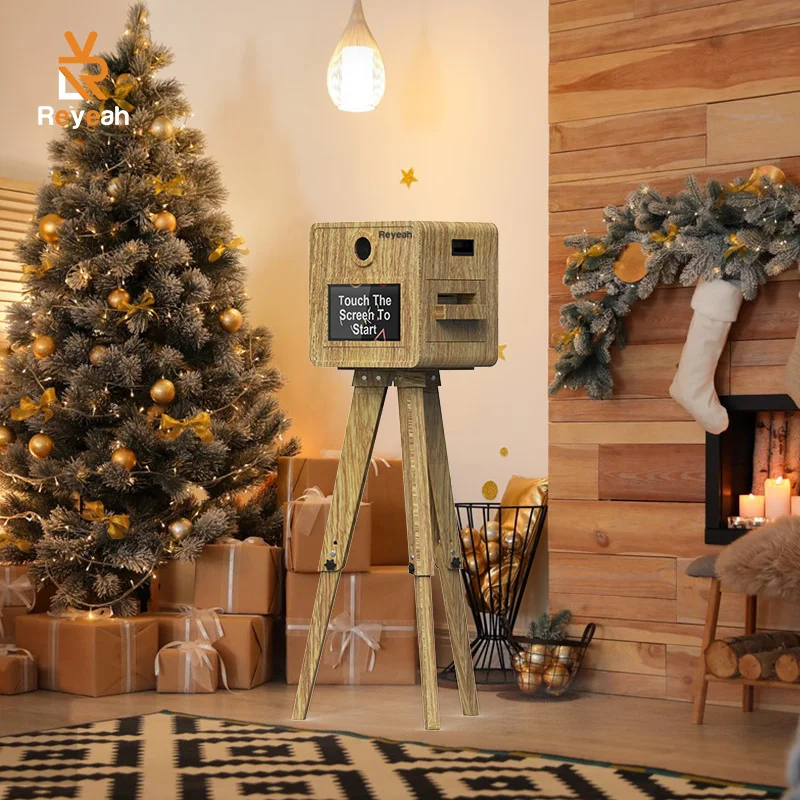 New Design Wooden Strips Vintage Photo Booth Small Photo Booth Machine Kiosk