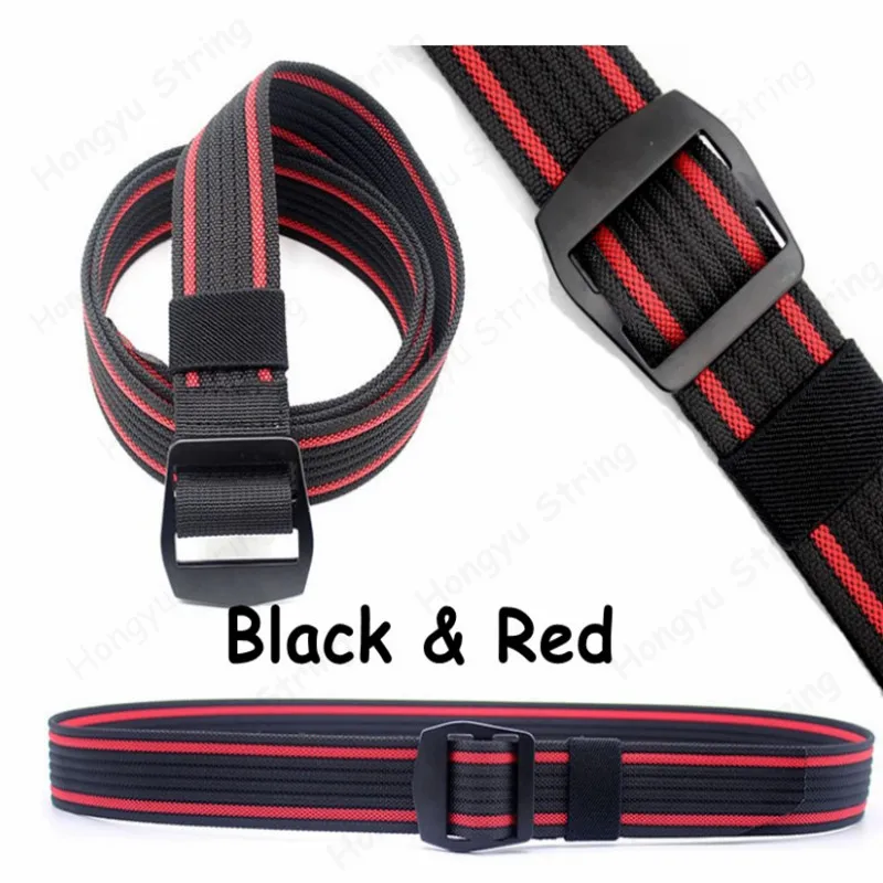 Colorful  Flat Braided Webbing Mens Canvas Belt  With Black Buckle