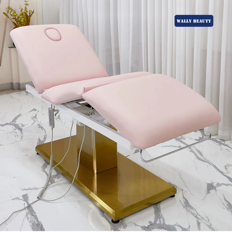 Электрическая Косметическая кровать Wallybeauty для ресниц спа мебель красоты массажный стол золотого цвета