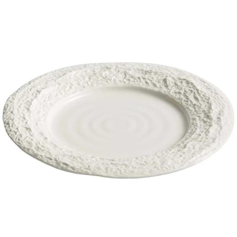 8inch 10inch 12inch ceramic Rock shape rim dinner set porcelain tableware dinner plate charger plates for hotel restaurant