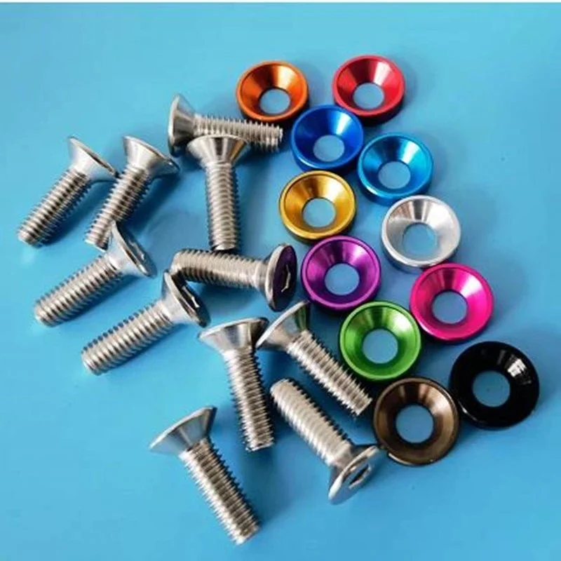 Custom Logo M6x15mm Cnc Fasteners Car Modified M6 Bumper Bolt Set Password Style Jdm Anodized Aluminum Fender Washers Screw Bill