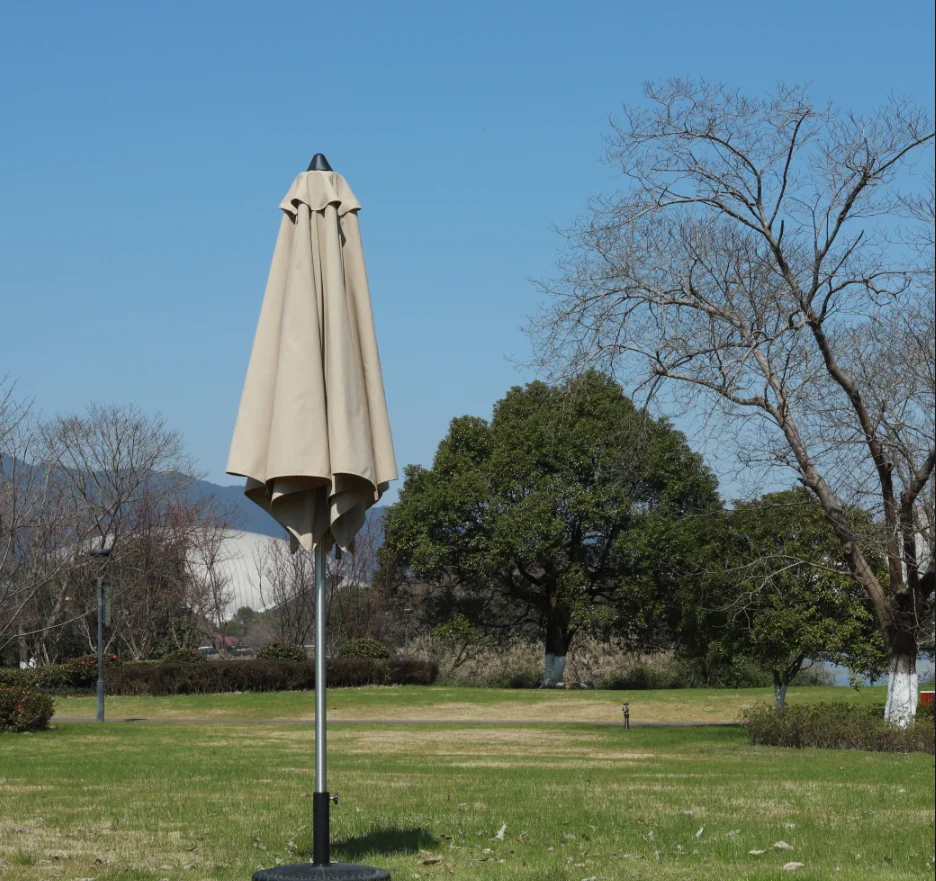 2024 Wholesale courtyard outdoor  aluminum sunshade garden umbrella with rope pulley lift Adjustable