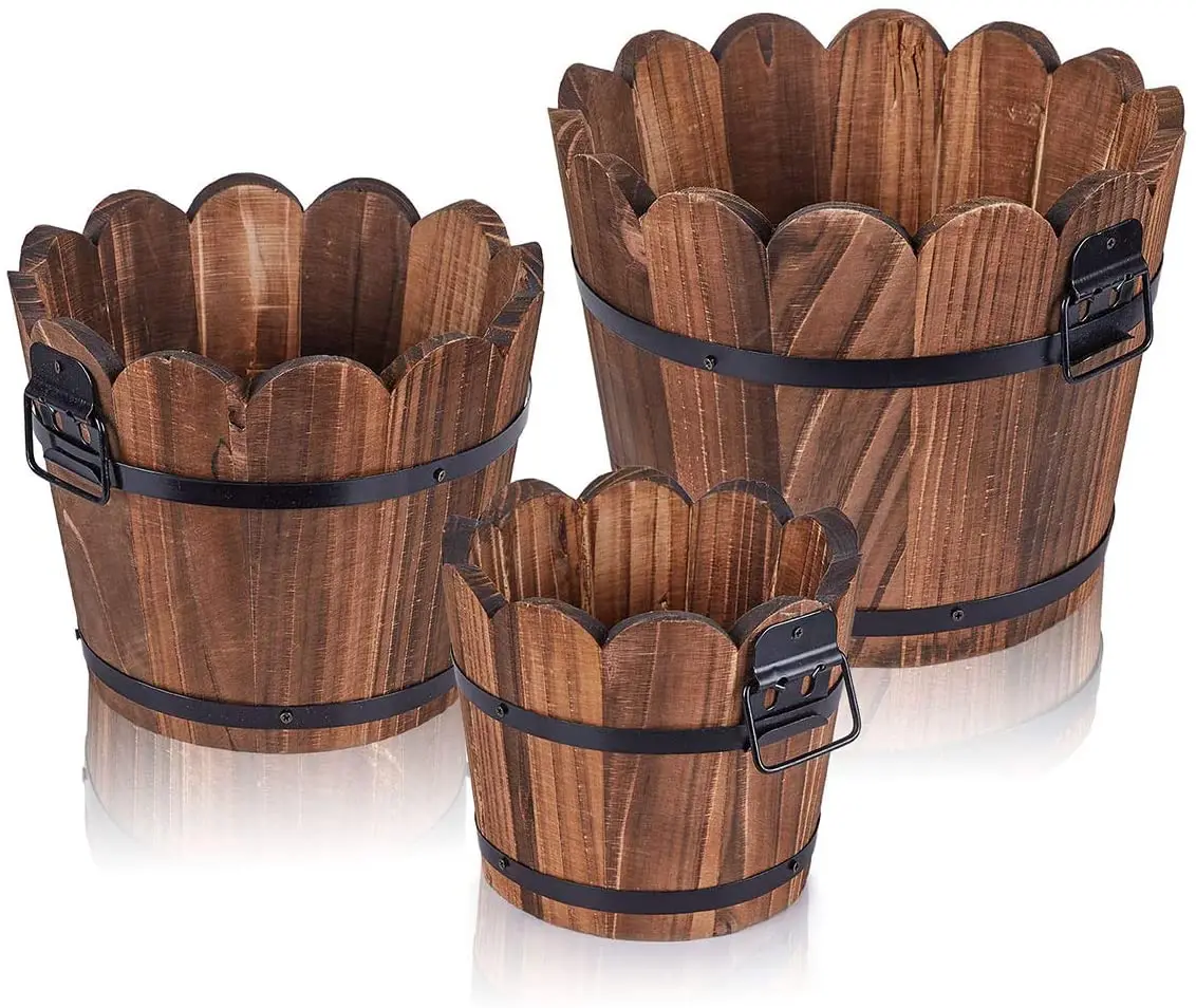 
Custom small wood water barrel mini wooden barrel Set of 4 