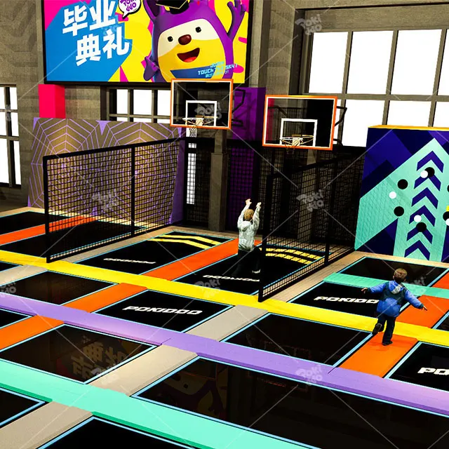 Pokiddo Design 3300sqm Indoor Playground Equipment Fun and Active Trampoline Park for Kids and Adults in Spain