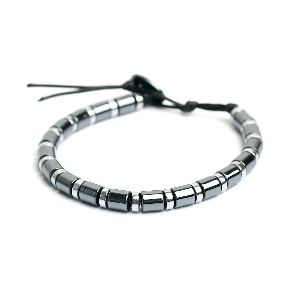 Hot Selling Fashion Energy Balance Stone Hematite Beads Adjustable Bracelet Men Jewelry