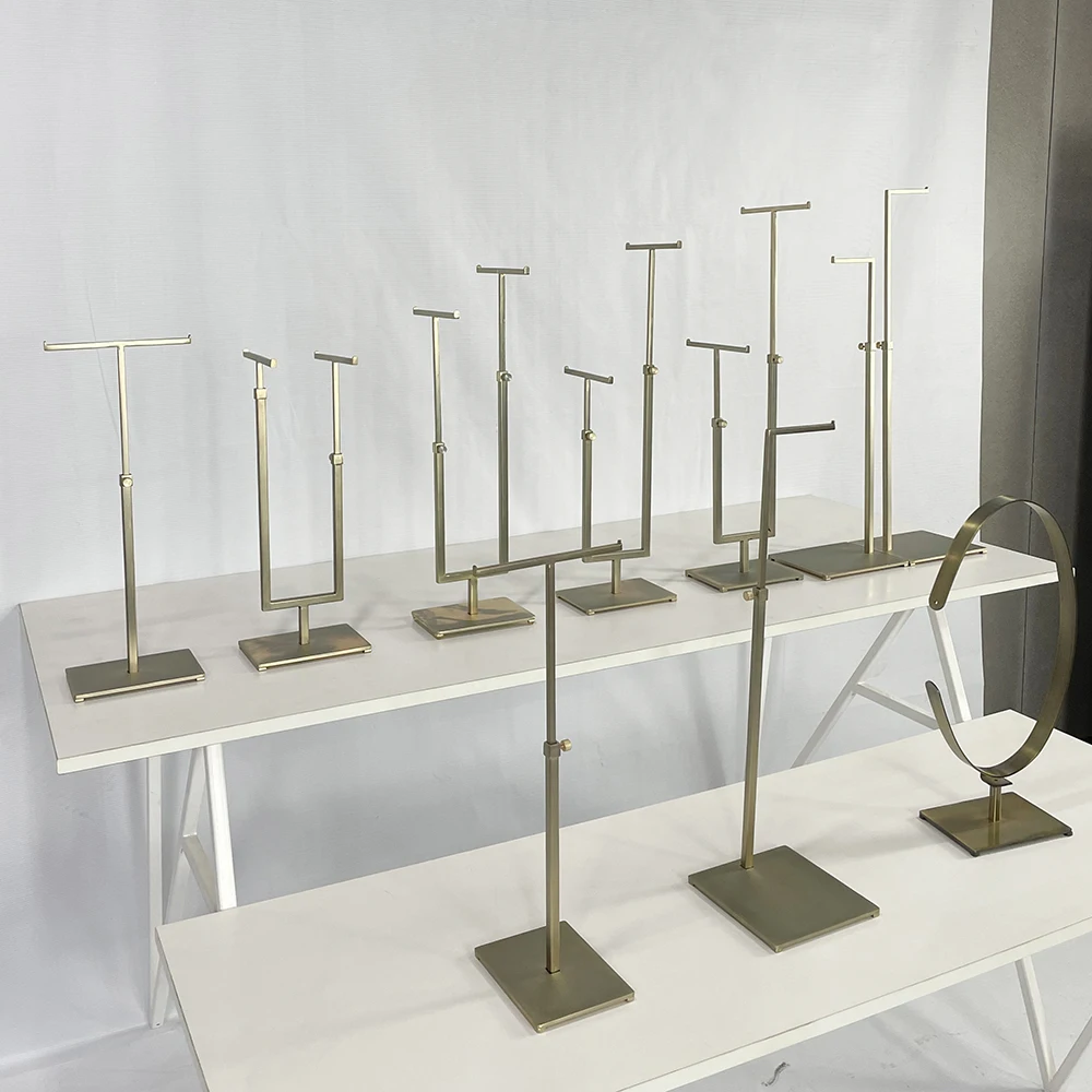 High Quality Luxury Rose Gold Silver Metal Shoe Display Stand Adjustable Stainless Steel Shoe Display Racks Custom Shoe Holder