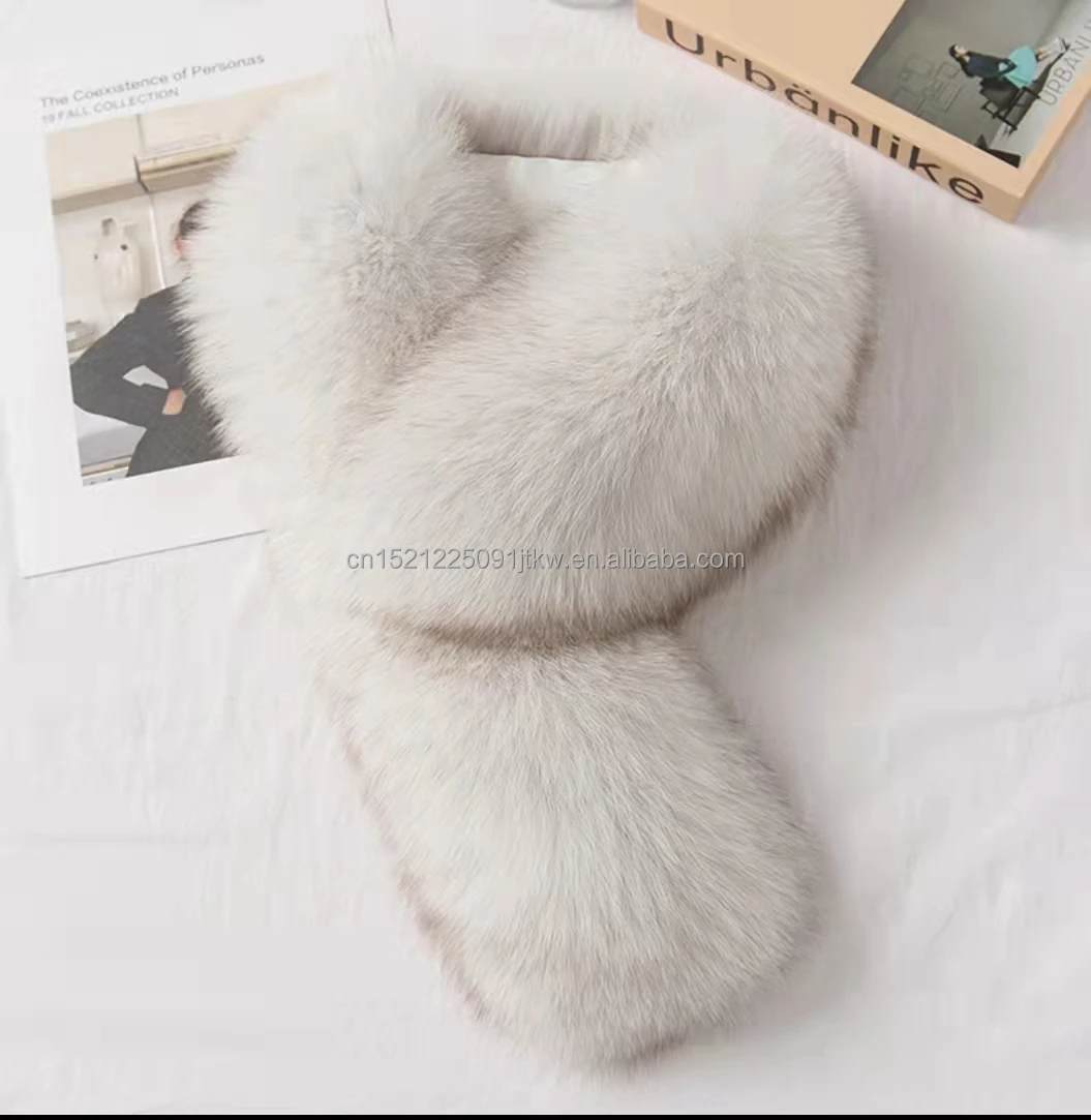 Зимний теплый шарф, модный меховой шарф для девочек, короткий меховой шарф из лисьего меха
