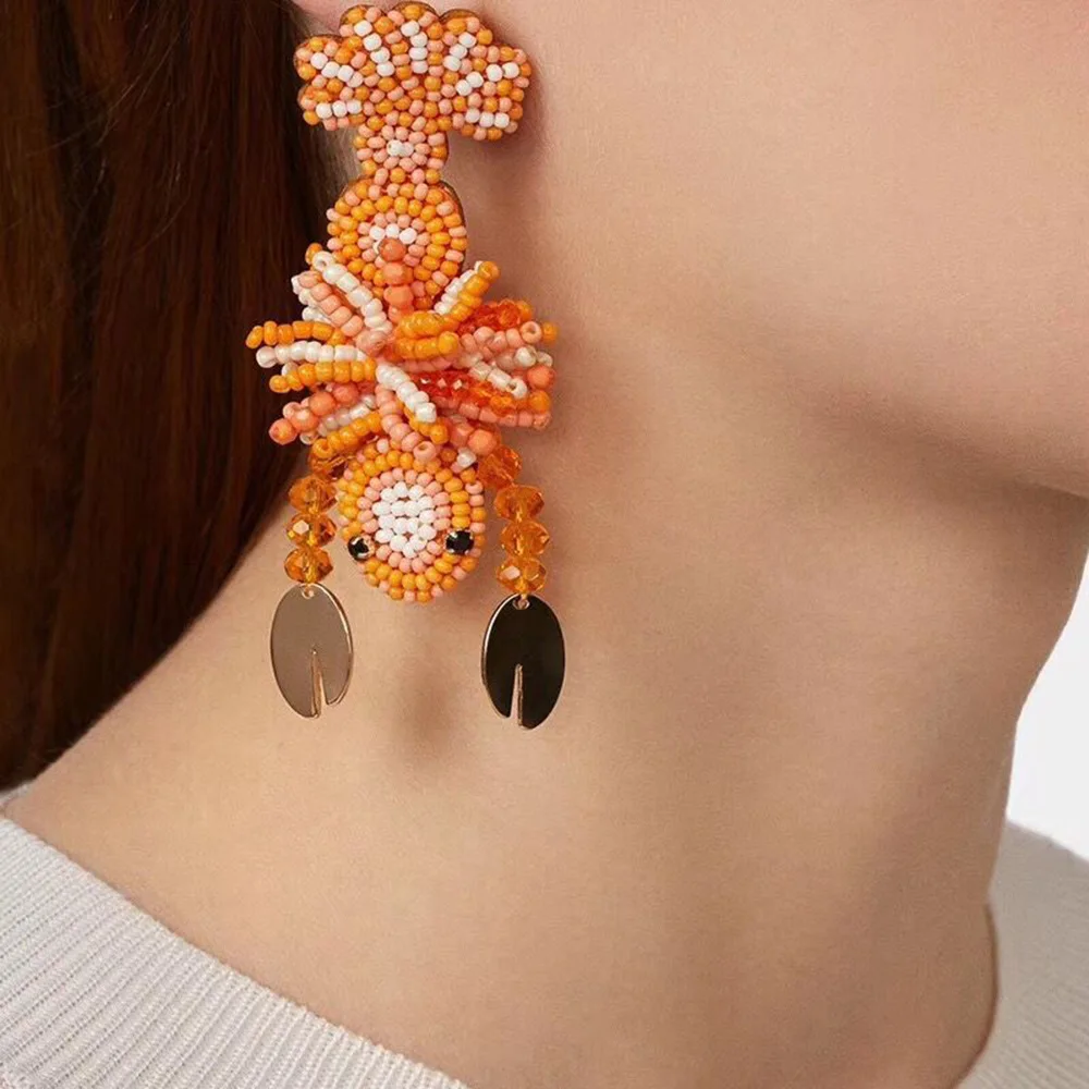 NEW Handmade Miyuki Beads Earings Colorful Seed Bead Crab Earrings