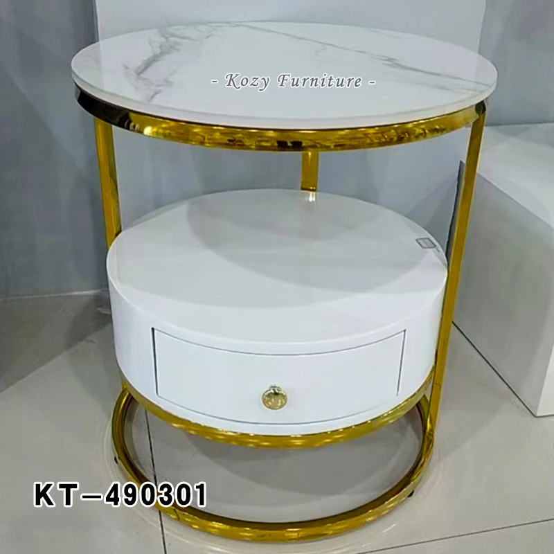 Chinese Modern Design Small Round Stainless Steel Coffee Tea Table for Living Room