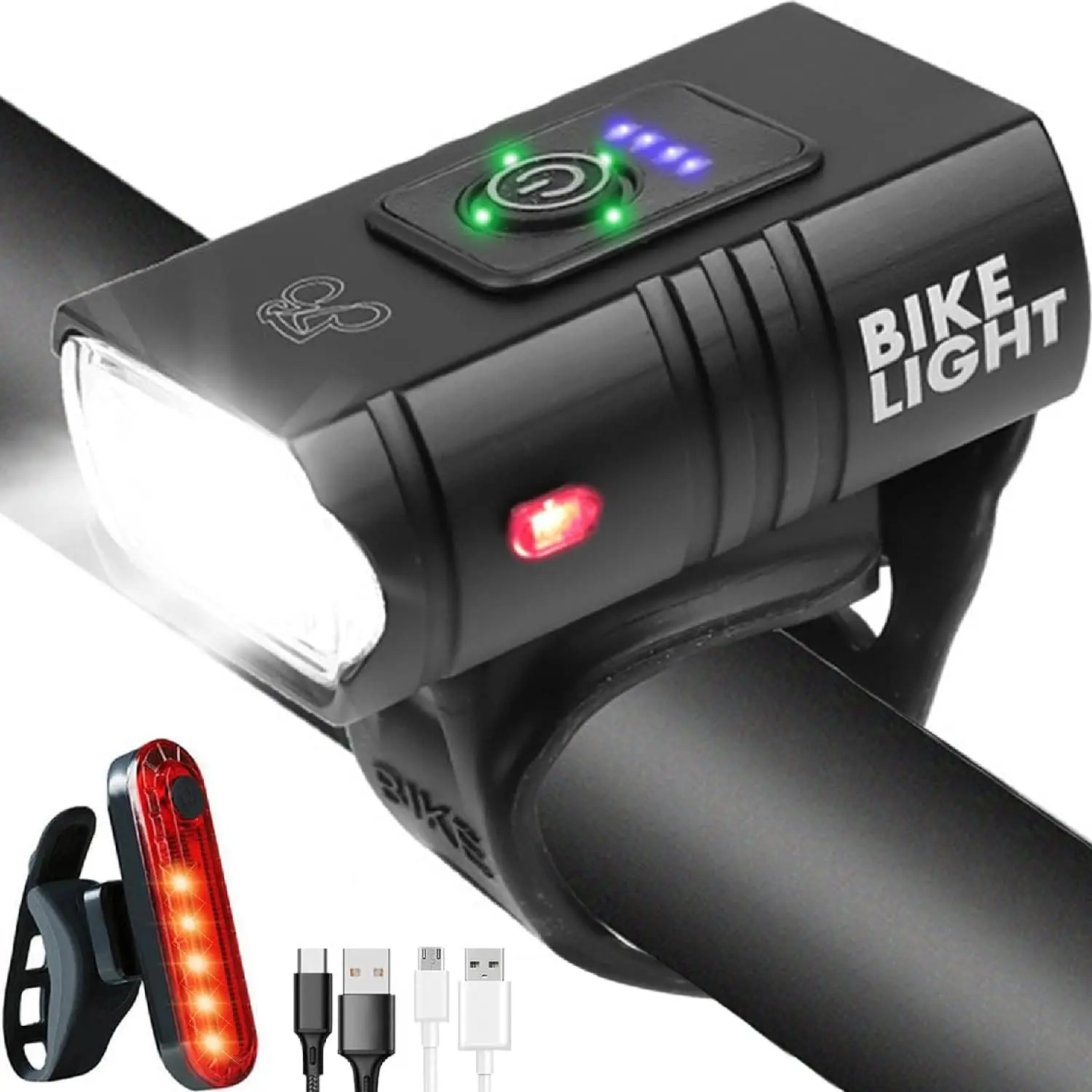 Super Bright USB Rechargeable Durable Bike Light Set Waterproof 6 Light Modes Easy to Install Safety Cycle Light Front And Back