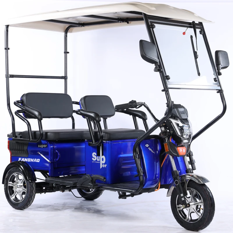 Canopy Electric Tricycle China Electric Vehicle Factory Customized Export 800W60V 72V Electric Tricycle for Adult Passengers