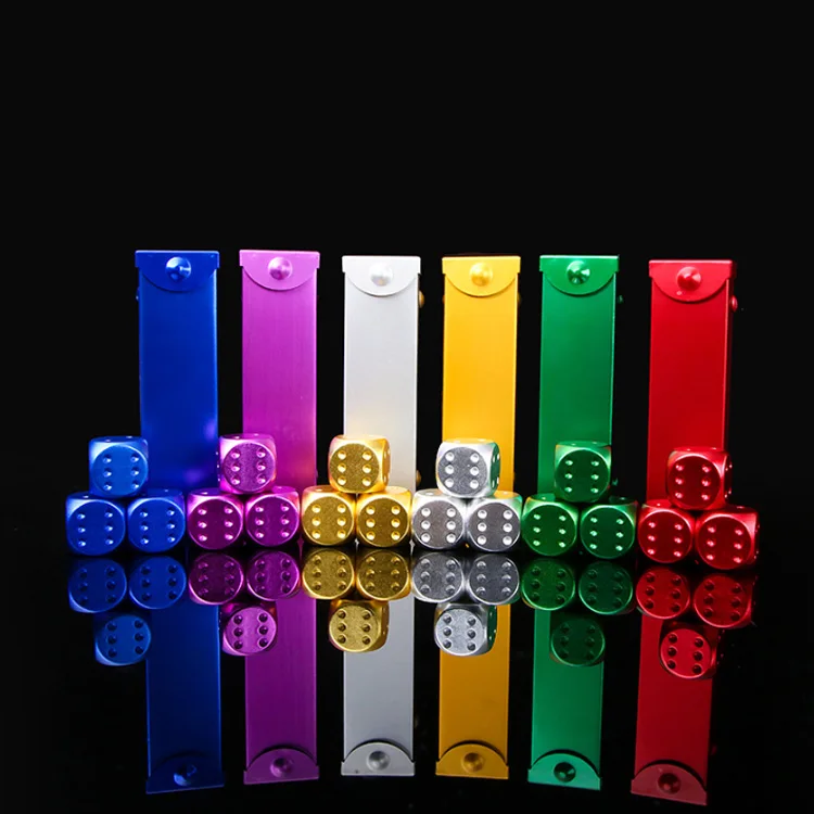 Wholesale Metal Aluminium Story Dice For Ludo Game Bulk Colored 16mm Precision Dice In Case