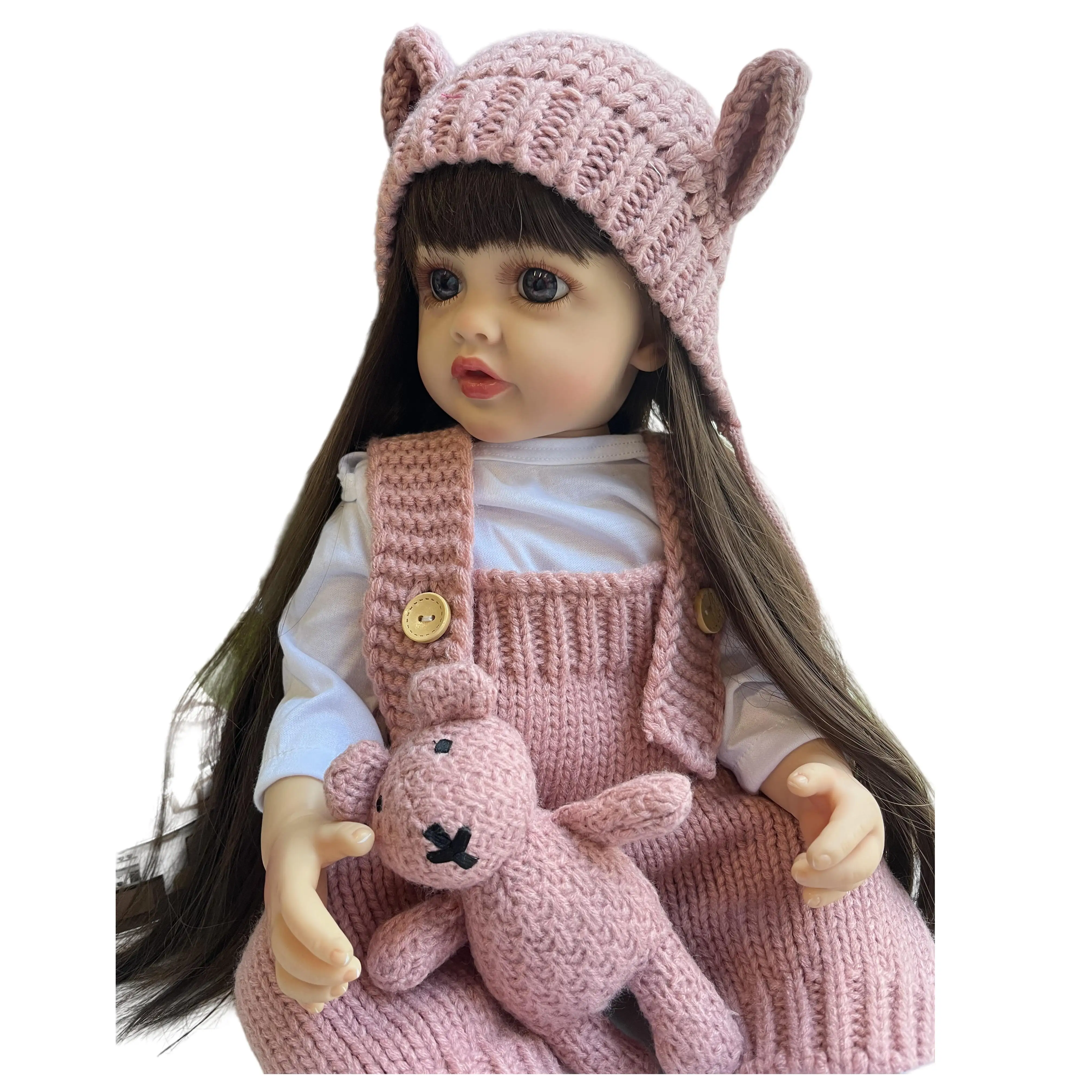 22inch Betty Newborn Full body Silicone Vinyl Reborn Lifelike Toddler Stand Girl Doll Princess With Short Blond Wig Hair